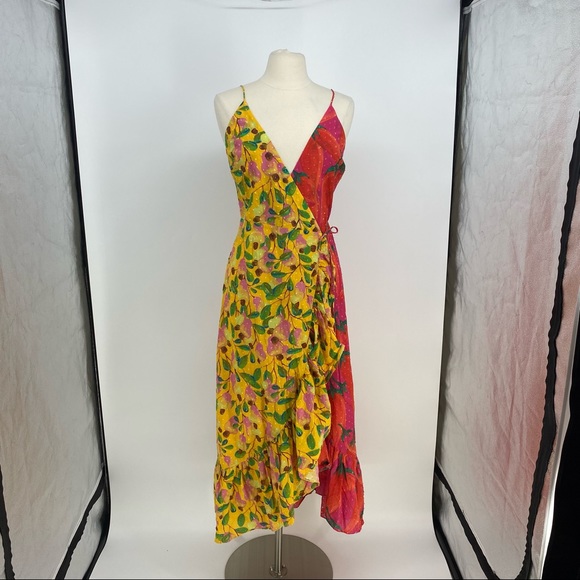 Farm Rio Garden Mix Maxi Wrap Floral Dress NWT - Picture 7 of 17